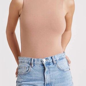 nuuds Classic Crewneck Tank Bodysuit Cotton Stretch Clay M